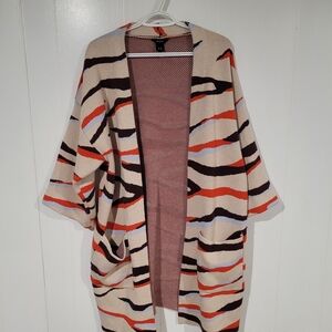 Lindex Thick Heavy Cardigan Multicolored Animal Pattern. Size M/L